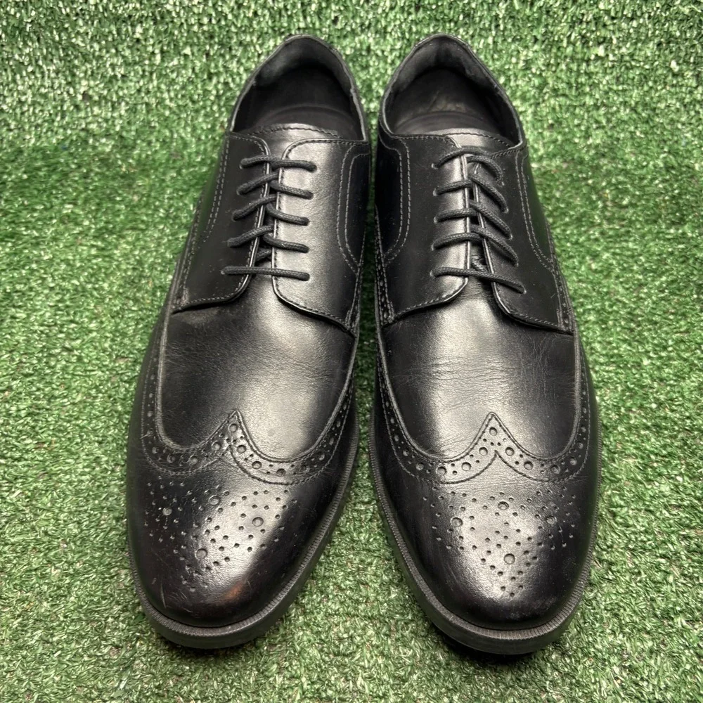 Cole Haan Grand.OS C23793 Wingtip Oxford Brogue Leather Shoes Black Mens Sz 10 M